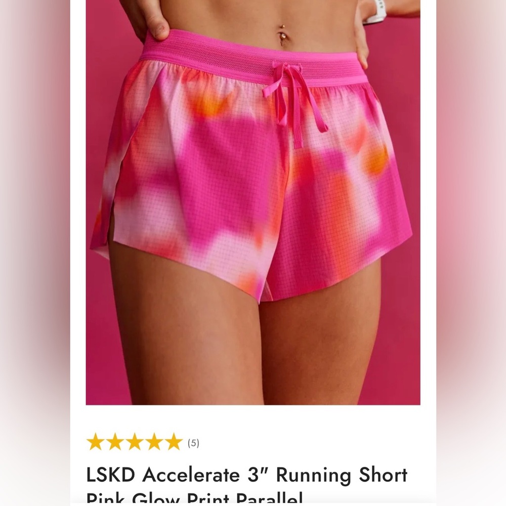 LSKD Women's Pink Glow Running Shorts